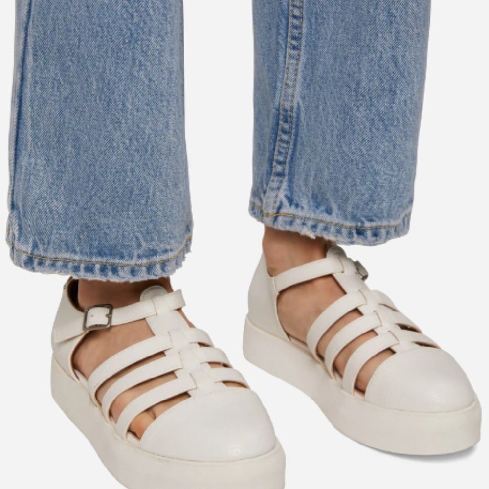 Women's White Strap Fisherman Platform Shoe - Picture 4 of 7